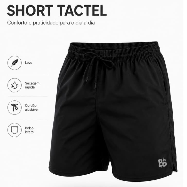 Bermuda Tactel Shorts Masculino Confortável Básico Liso Academia Cordão Praia Corrida Caminhada Engomadinho