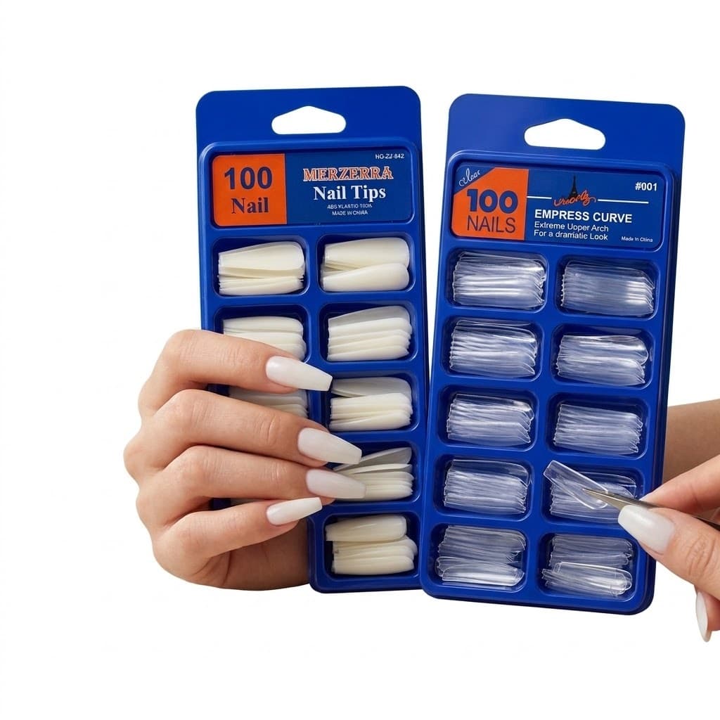 Kit 100 Unidades Unha Postiça Bailarina Realista Branca Lisa Leitosa Natural Unhas Postiças