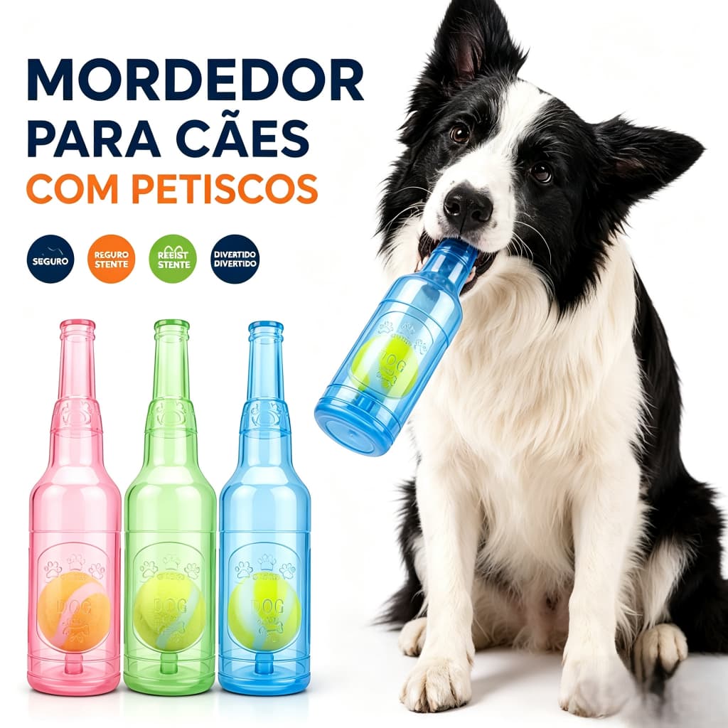 Mordedor Interativo para Cães, Brinquedo Dispensador de Petiscos com Bola Interna, Anti Tédio