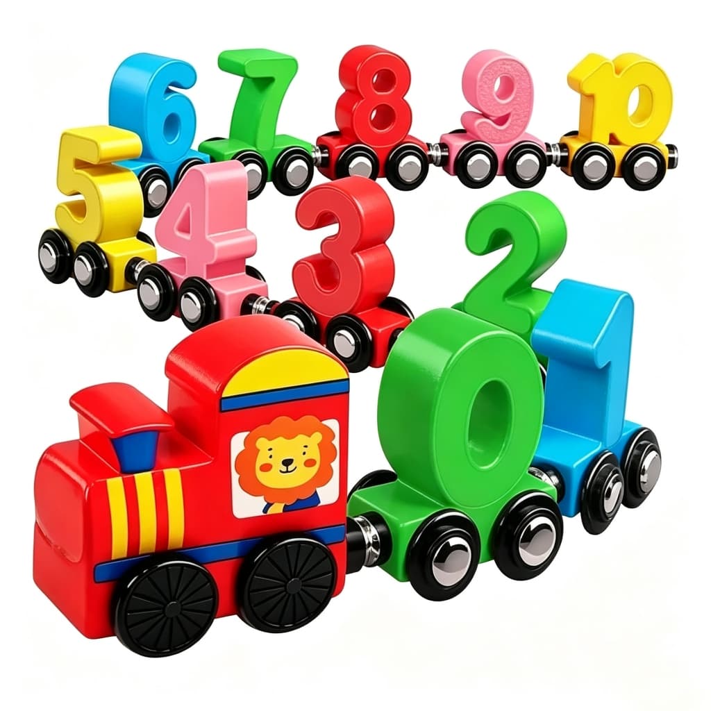 Trem de Madeira Pedagógico Números Brinquedo Educativo Montessori Encaixe Infantil