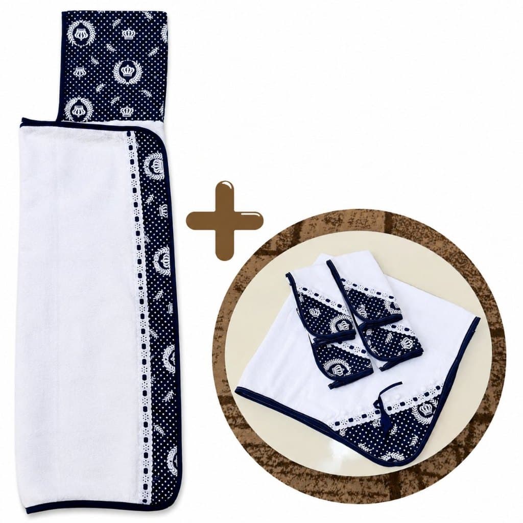 Toalha Fralda de Banho com Capuz + 4 Fraldinhas Pano de Boca + 1 Manta Fralda Kit Bebê com 6 Peças