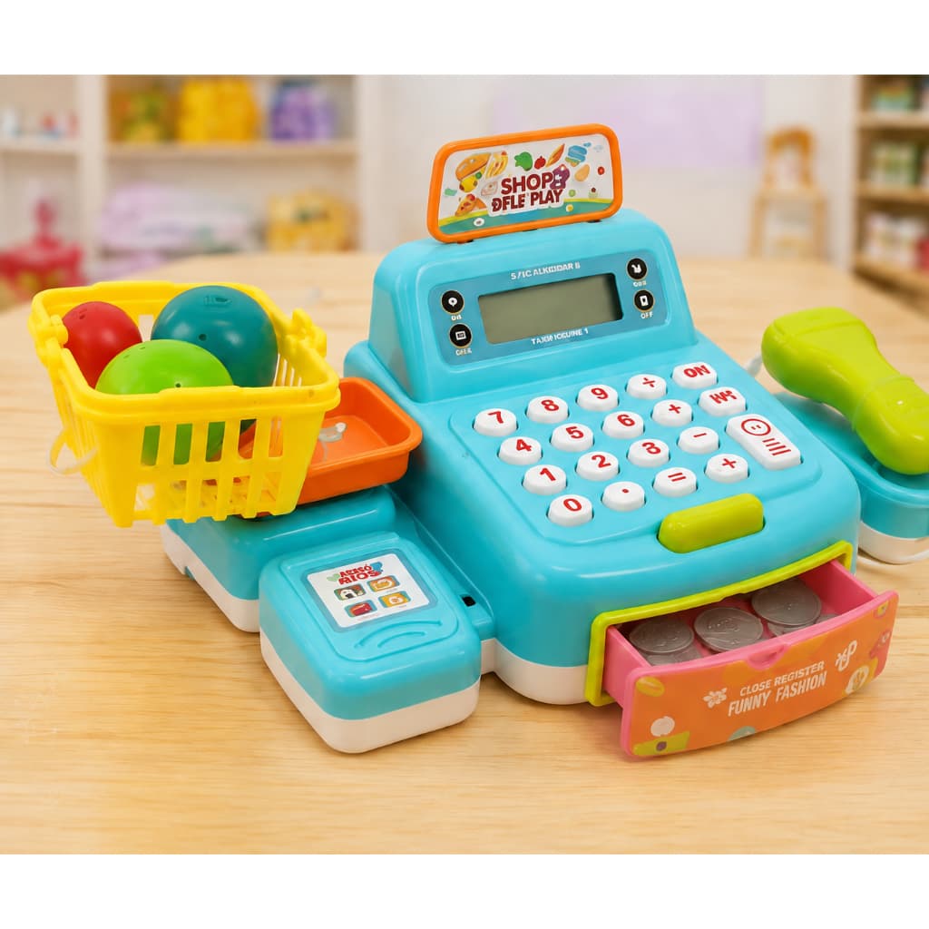 Caixa Registradora de Brinquedo Infantil Completa com Acessórios Com Calculadora