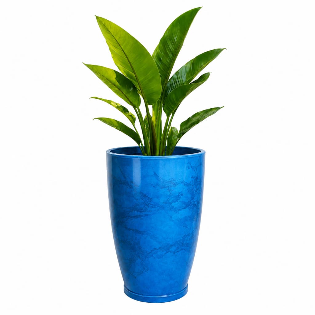 Vaso Para Plantas Decorativo Luxo Efeito Marmorizado com Prato 48cm