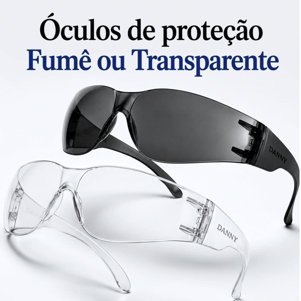 KIT 3 a 6 Óculos De Segurança EPI Fume ou Transparente -Óculos de Proteção Para Trabalho, Obra, Construção E Oficina