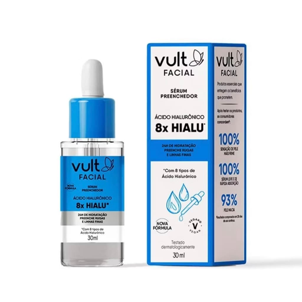 VULT Sérum Facial Preenchedor Ácido Hialurônico Puro - Hidratação Profunda e Efeito Preenchedor
