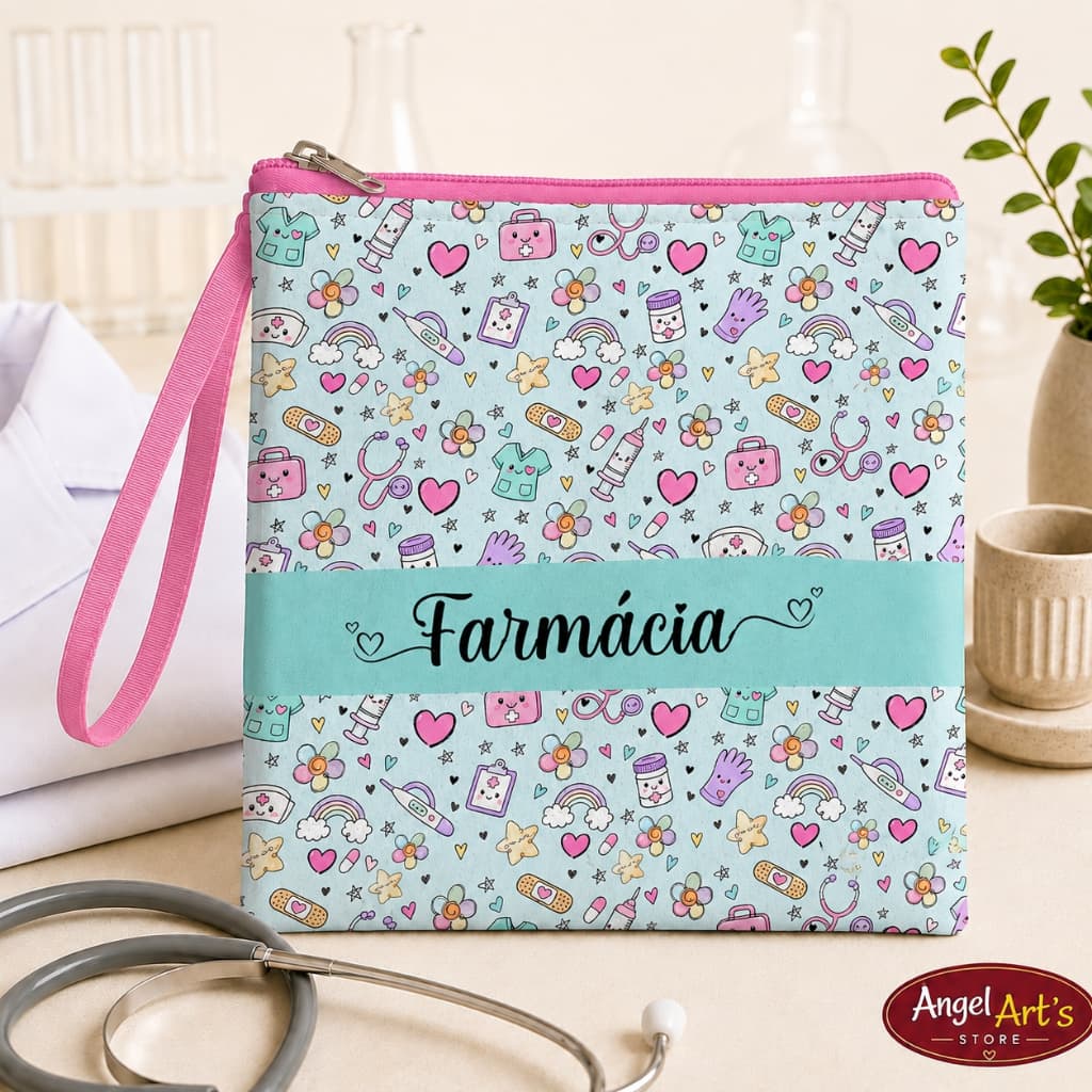 Porta Jaleco Farmacia Farmaceutico Impermeavel com Alca Bolsa Necessaire Organizadora Laboratorio Manipulacao Proteção