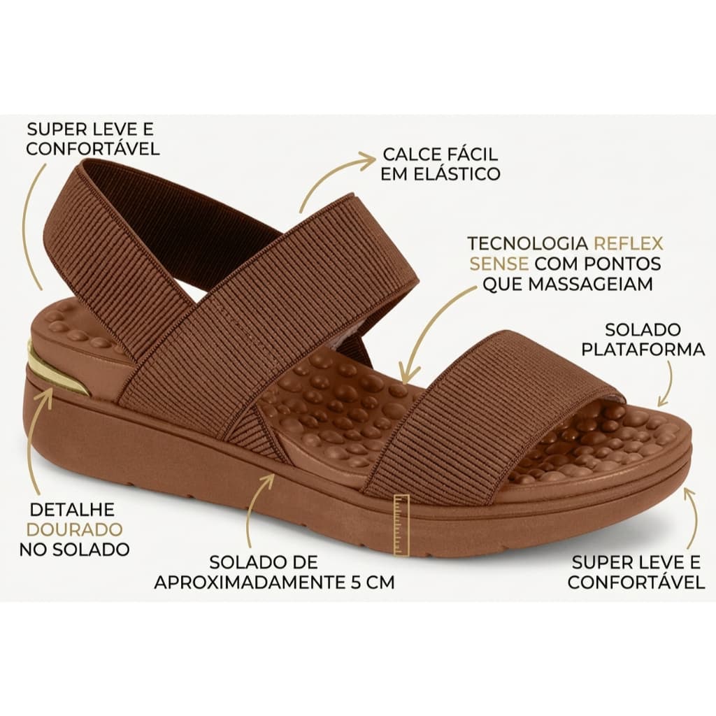 Sandália Modare Ultraconforto Feminina Ortopédica Original Elástico Macia 7151