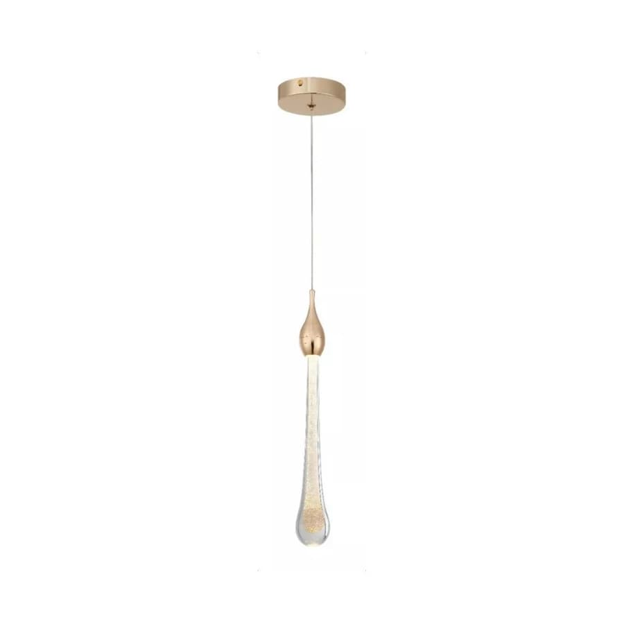 Lustre Luminária Pendente Cristal Bolhas Gota Led Dourado Bivolt