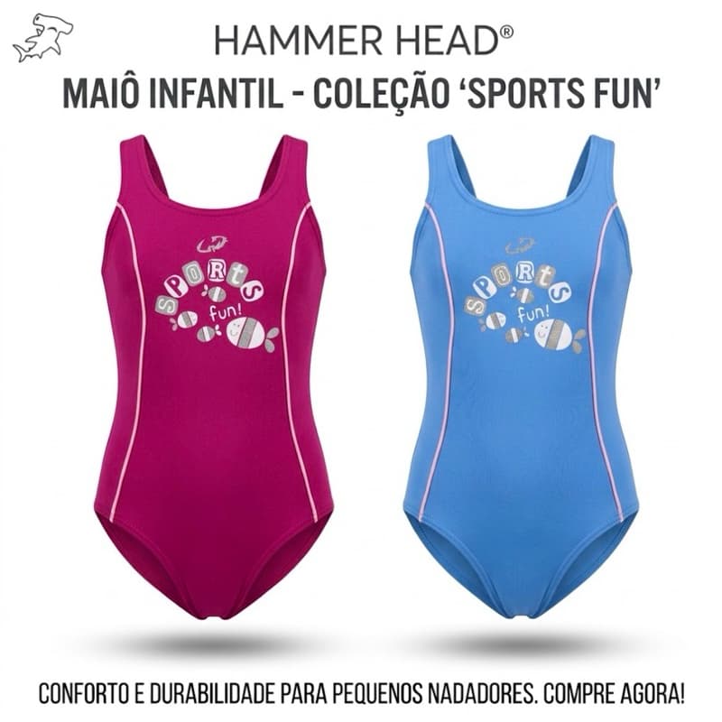 Maiô Infantil Hammerhead Natação Praia Piscina Hidroginástica