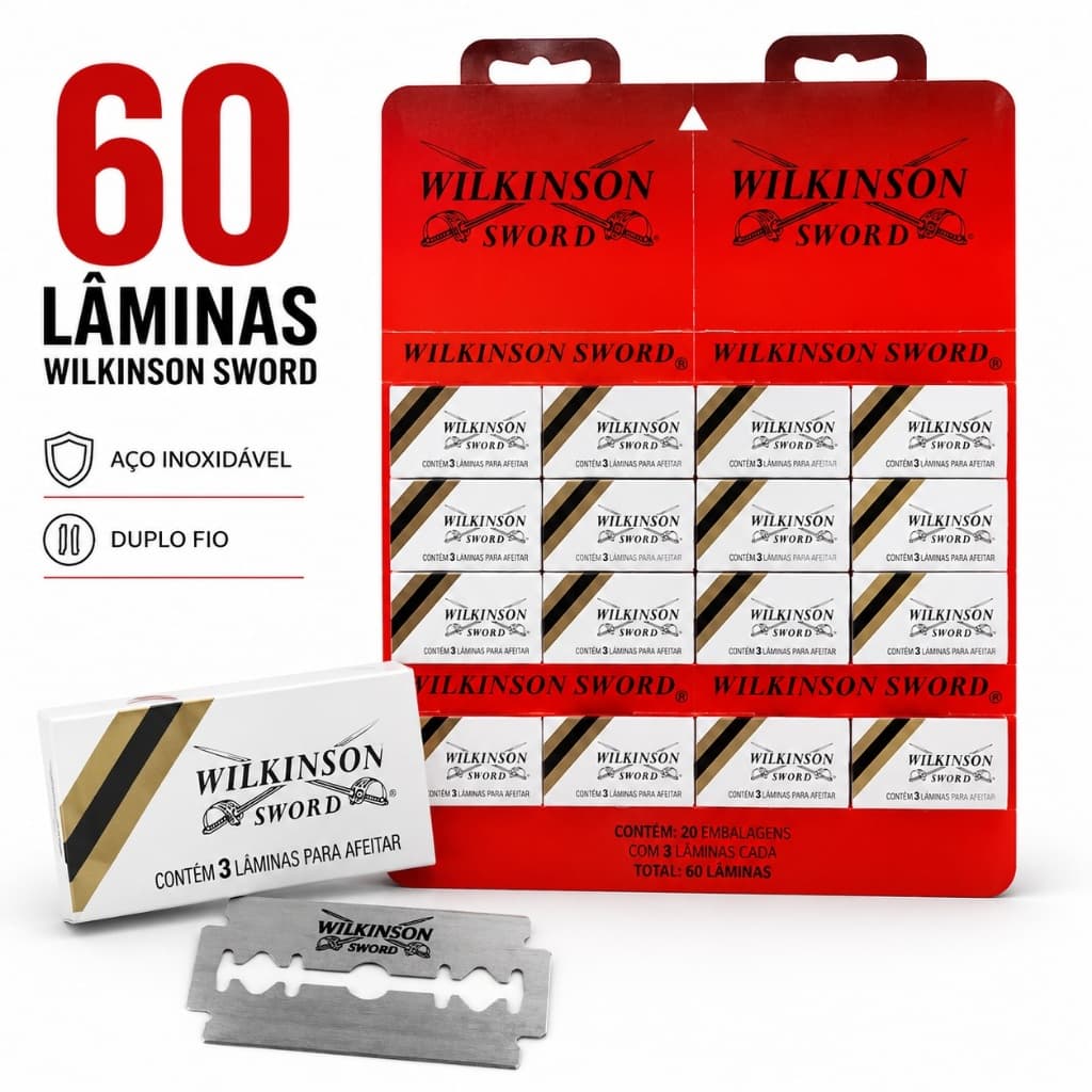 60 Lâminas Barbear Wilkinson Barbearia Navalhete