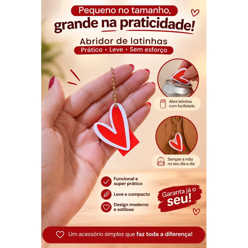 Abridor de Latas em Formato de Coração – Impressão 3D