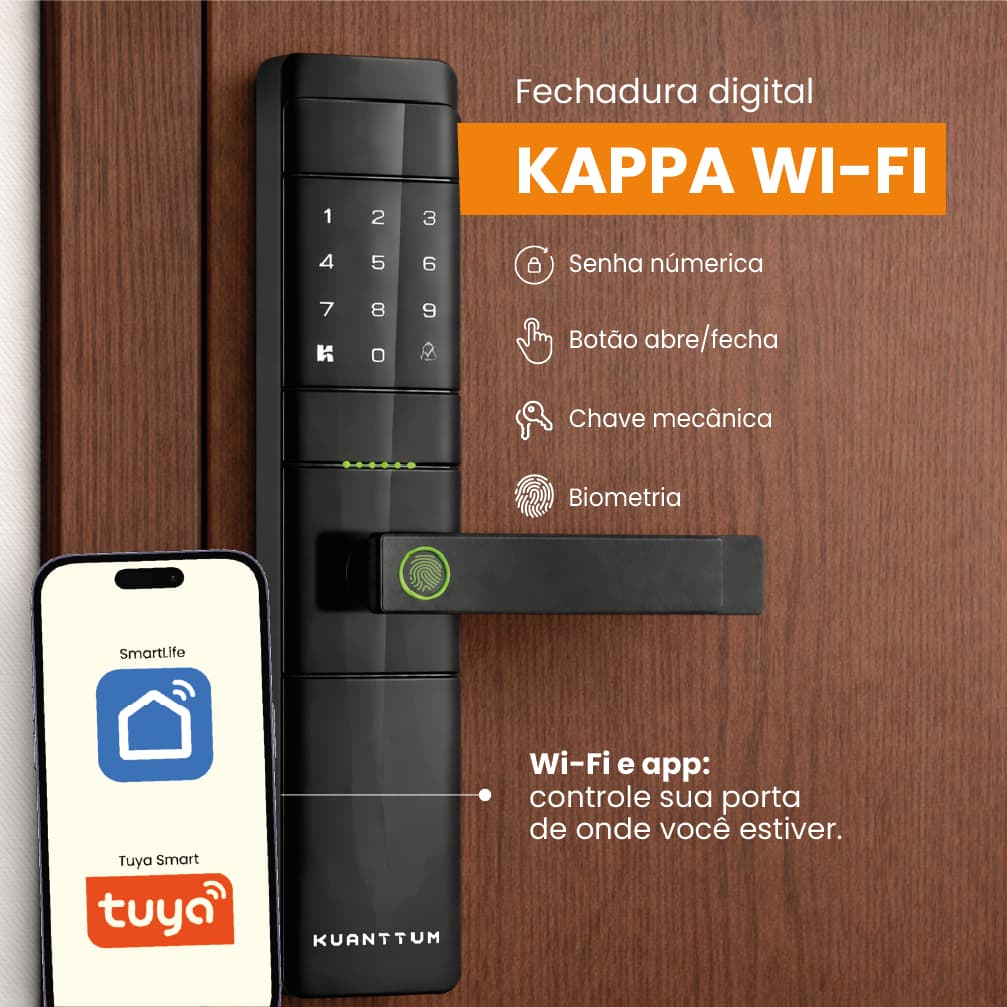 Fechadura Digital Eletronica Biometrica Kuanttum Kappa Wi-Fi Aplicativo TUYA