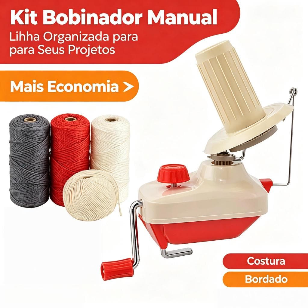 Máquina Enroladora Enrolar Fios Linha Lã Tricô Crochê Manual Enrolador de Linha