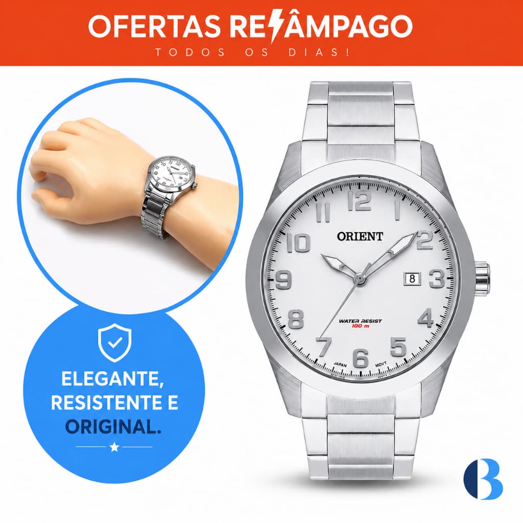 Relógio Orient Masculino Quartz MBSS1360 Aço Inox Resistente à Água
