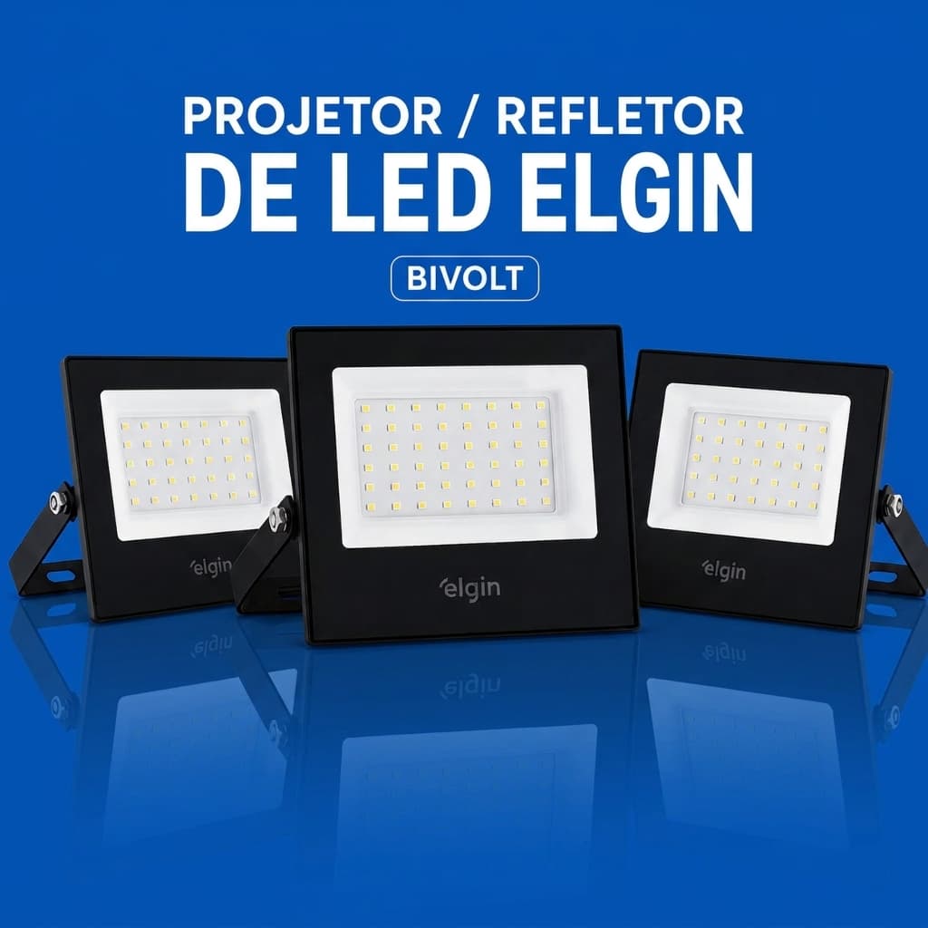 Kit 3 Refletor Led Holofote 10W 30W 50W Bivolt IP65 À Prova D'água Externo Elgin