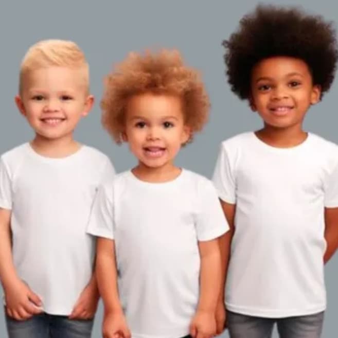 Camiseta Branca Infantil Escolar 100% Poliéster Lisa Resistente Confortável Uniforme Menino Menina Alta Qualidade