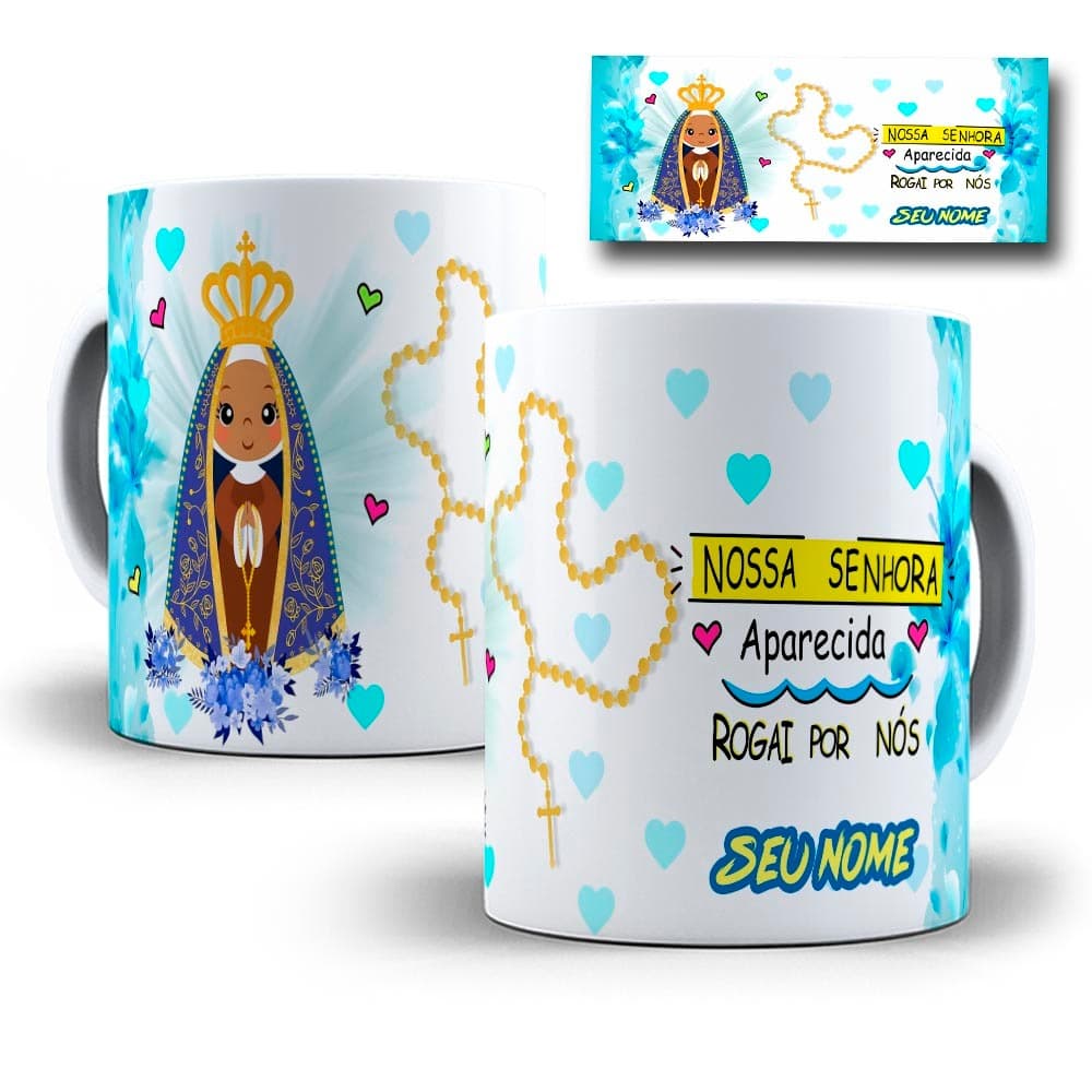 Caneca Nossa Senhora Personalizada com Nome 325ml – Presente Religioso Católico Fé e Devoção