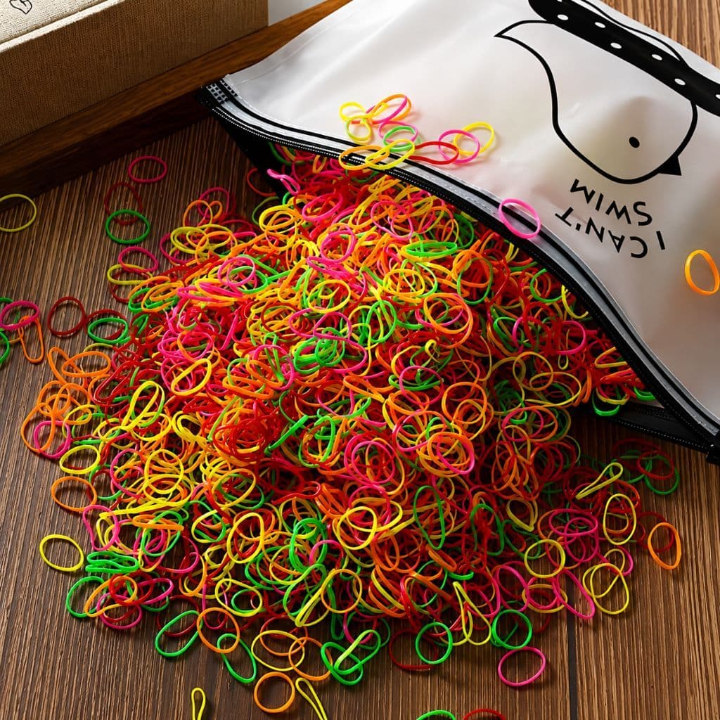 3000/2000/1000 Elástico De Cabelo Grosso Resistente Acessórios Infantil Bolsa Liguinhas De Cabelo