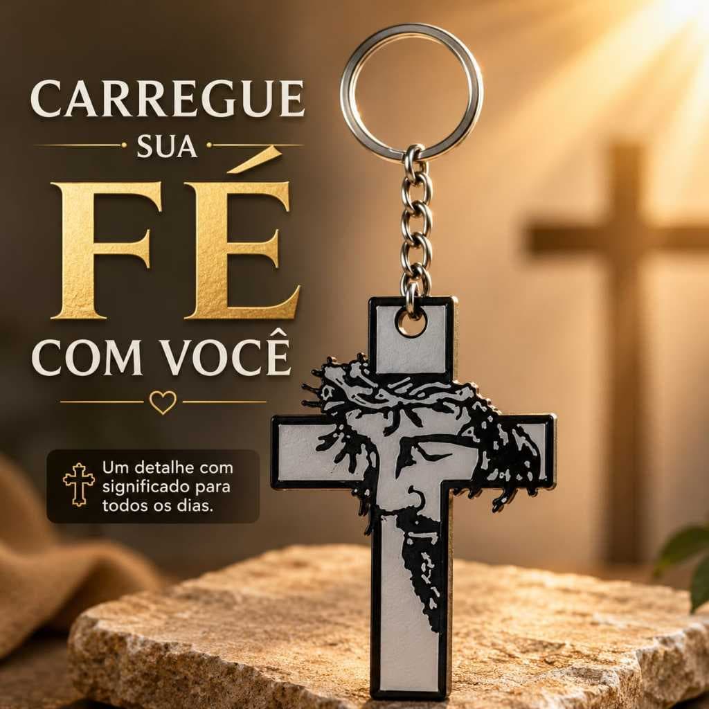 Chaveiro Cruz com Jesus Cristo Fé Proteção Presente Religioso 5 a 30 Unidades