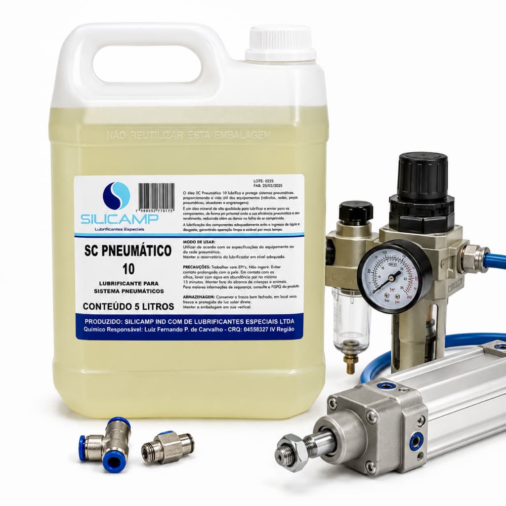 Óleo Lubrificante Iso 10 Para Sistemas Pneumáticos Lubrifil  Silicamp  5 Litros