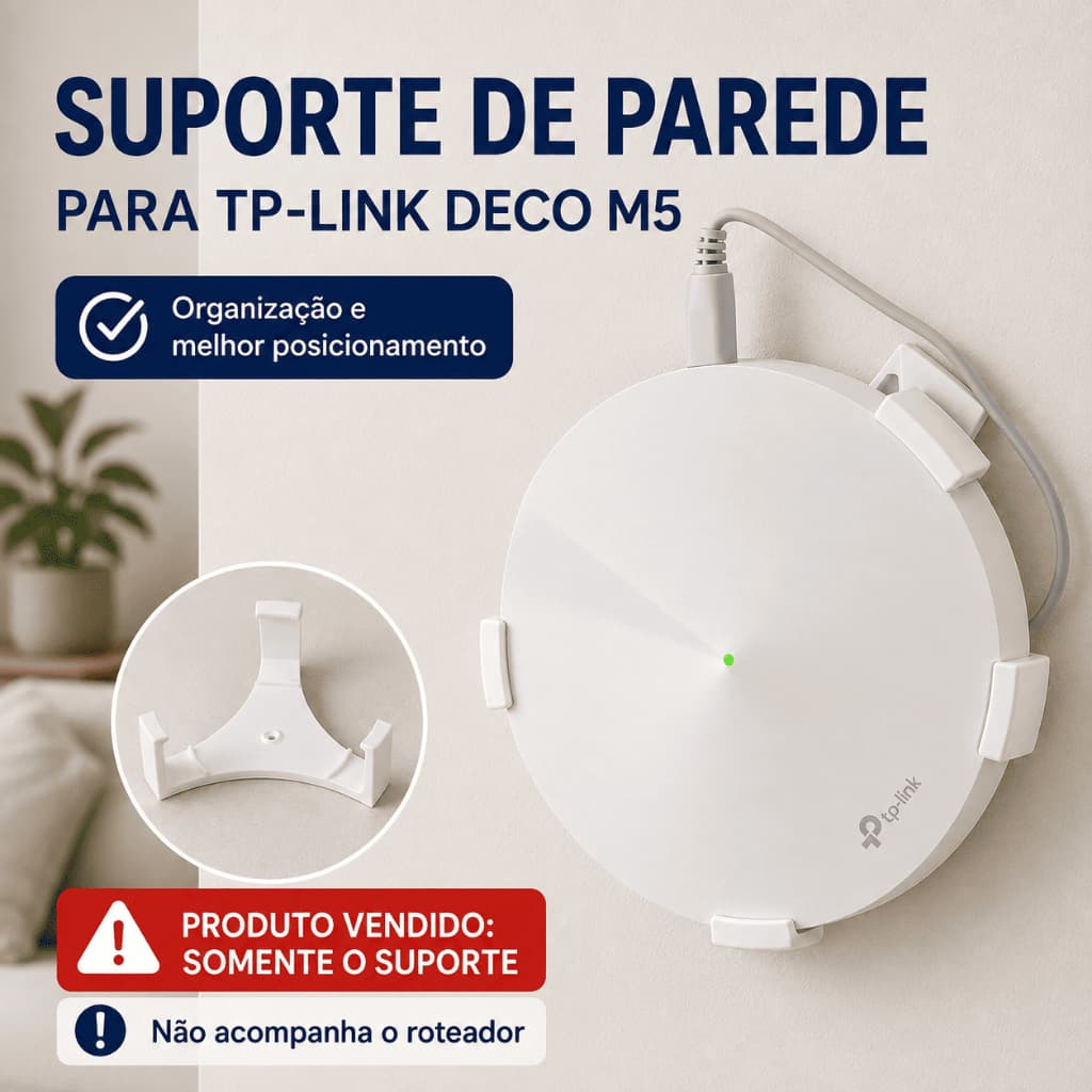 Suporte de Parede para TP-Link Deco M5 Wi-Fi Mesh | Base Fixação Roteador | Branco ou Preto