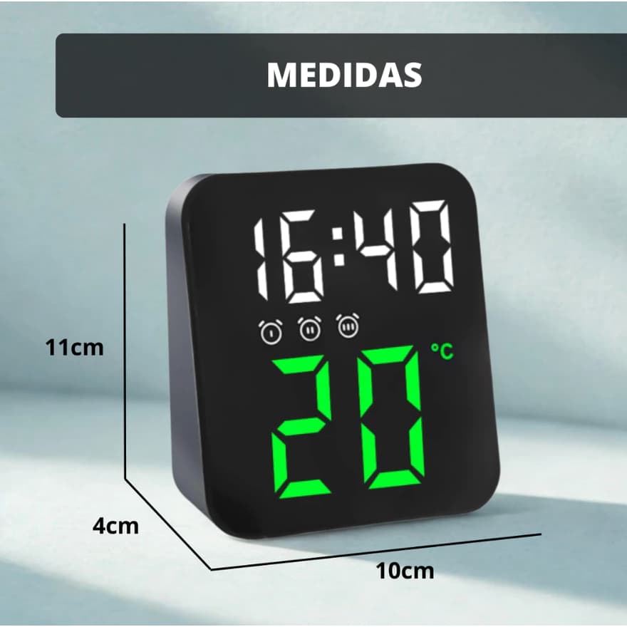 Relógio Digital de Led Mesa ou Parede Multifuncional Luz Noturna Temperatura Despertador USB/Pilha