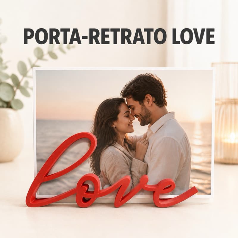 Porta Retrato LOVE Romântico | Porta Foto para Casal Namorados | Decoração Presente Dia dos Namorados
