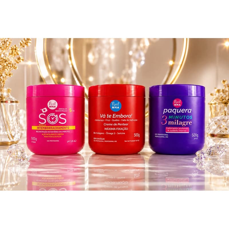 Kit 03 Produtos Capilares Nair NHA 500g – SOS Antiemborrachamento