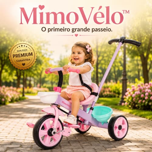 Triciclo Infantil Empurrador Ajustável Assento Confortável Rodas Estáveis Passeio Seguro Meninas Meninos Rodas Largas