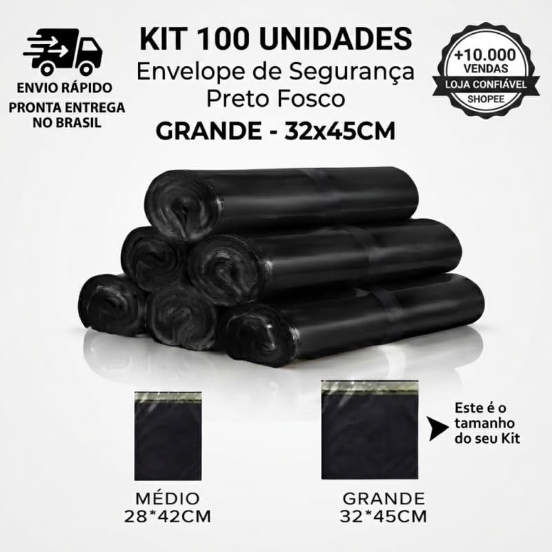 Kit 500 Saco para envio | Saco plástico para loja Impermeável Opaco para correios Saco de segurança para pedido anti‑ras