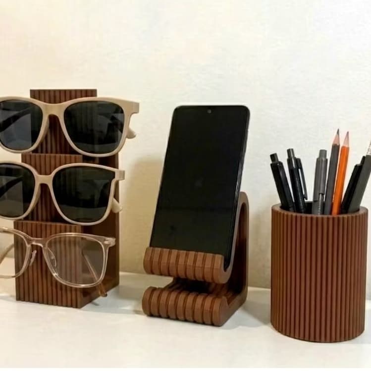 Kit Organizador de Mesa – Suporte para Óculos, Celular e Porta-Canetas