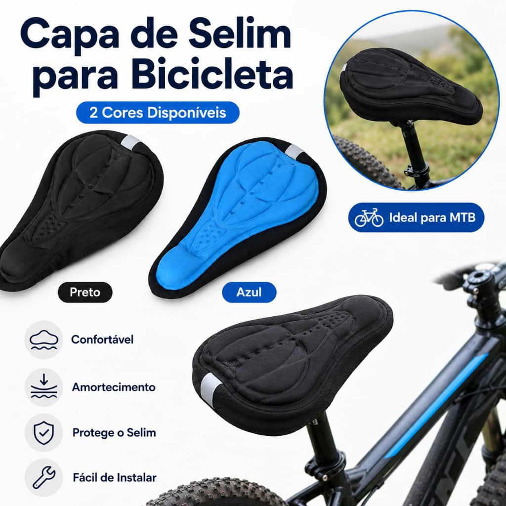 Capa de Selim para Bicicleta MTB Acolchoada Confortável com Amortecimento