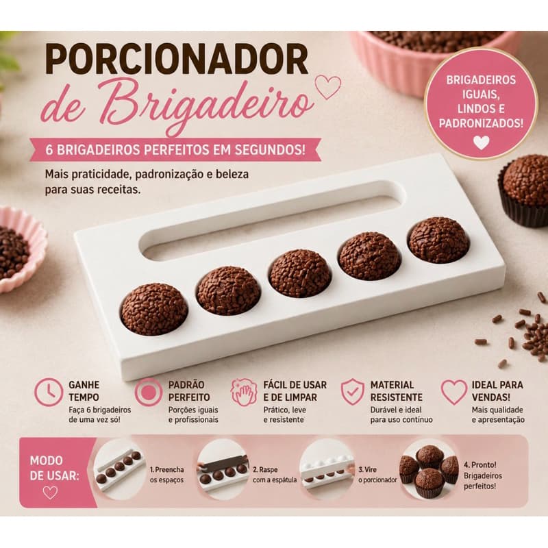 Porcionador de Brigadeiro 15g | Molde para Brigadeiros Padronizados | Dosador de Doces para Confeitaria
