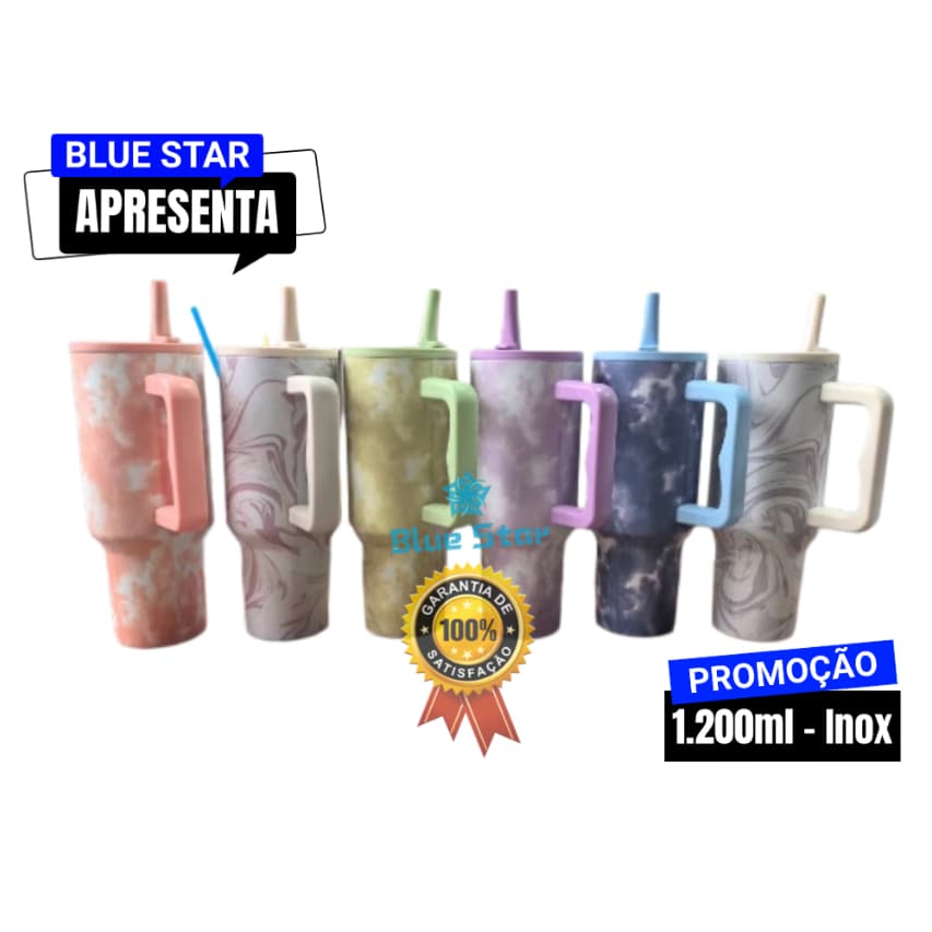 Copo Garrafa Térmico Inoxidável 304 Pintado Portátil 1200ml Garrafa Térmica com Tampa e Canudo academia/escola