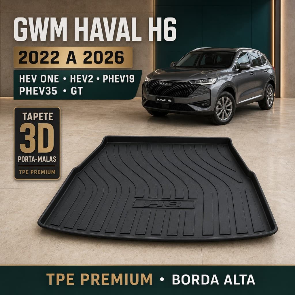 Tapete De Porta Malas Premium Bandeja Borda Alta De Borracha Tpe 3D Para GWM Haval 2022 - 2026 Ekap