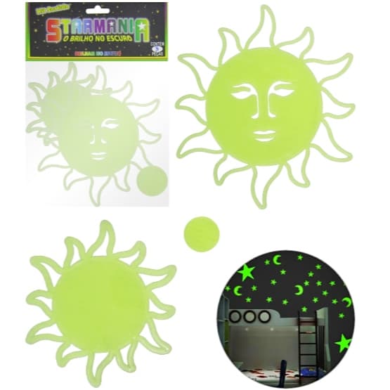 SOL MISTICO BRILHA NO ESCURO STARMANIA COM 3 PECAS NA SOLAPA