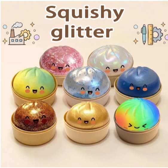 Dumpling Squishy Com Glitter E Led Sortido Brinquedo Infantil Pãozinho Chinês