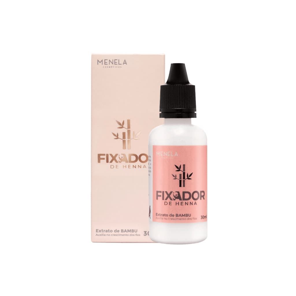 Fixador de Henna para Sobrancelhas Menela 30ml Profissional Extrato de Bambu Fixação Máxima