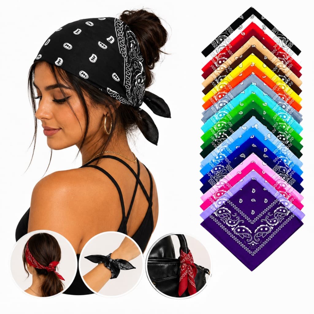 Kit 4 Bandanas Estampadas Lenços Escolha as Cores