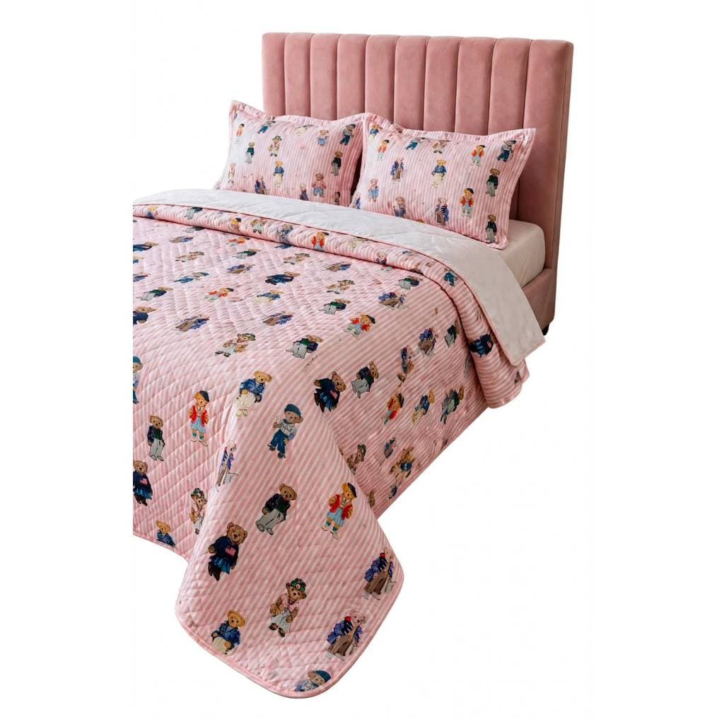 URSO TED ROSA COBRE LEITO QUEEN 3 PEÇAS DUPLA FACE MICROPERCAL ESTAMPA DIGITAL