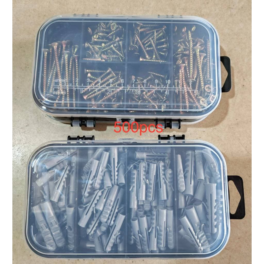 KIT300 /KIT500 Parafusos Buchas+Estojo Com Maleta Organizador para móveis  e projetos