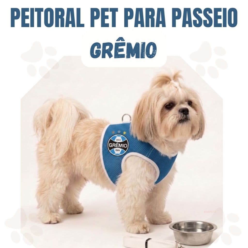 Peitoral time personalizado Gremio coleira para cachorros e gatos