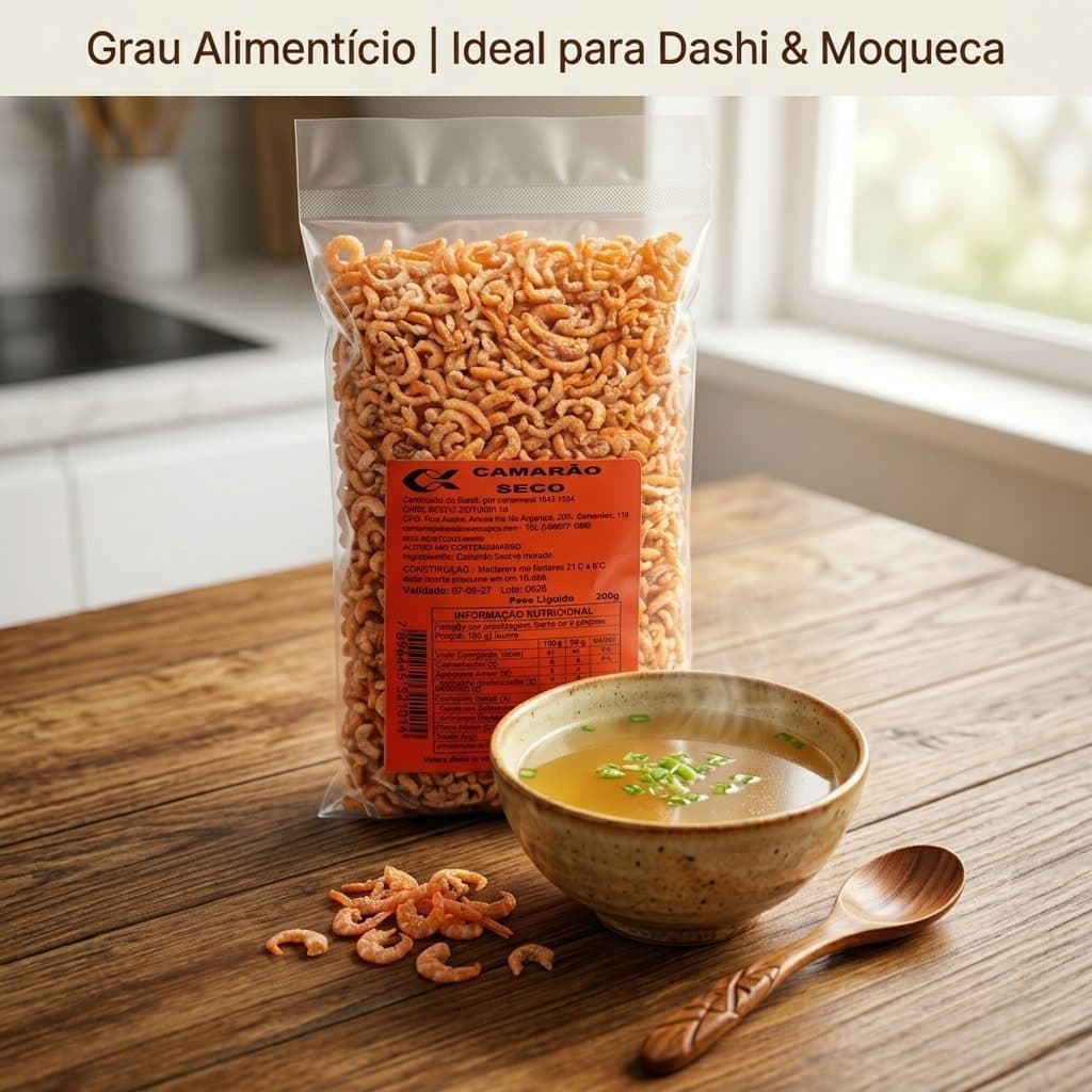 Camarão Seco Desidratado Sem Casca 200g Salgado - Alimento Para Culinária Japonesa, Dashi e Pratos Típicos