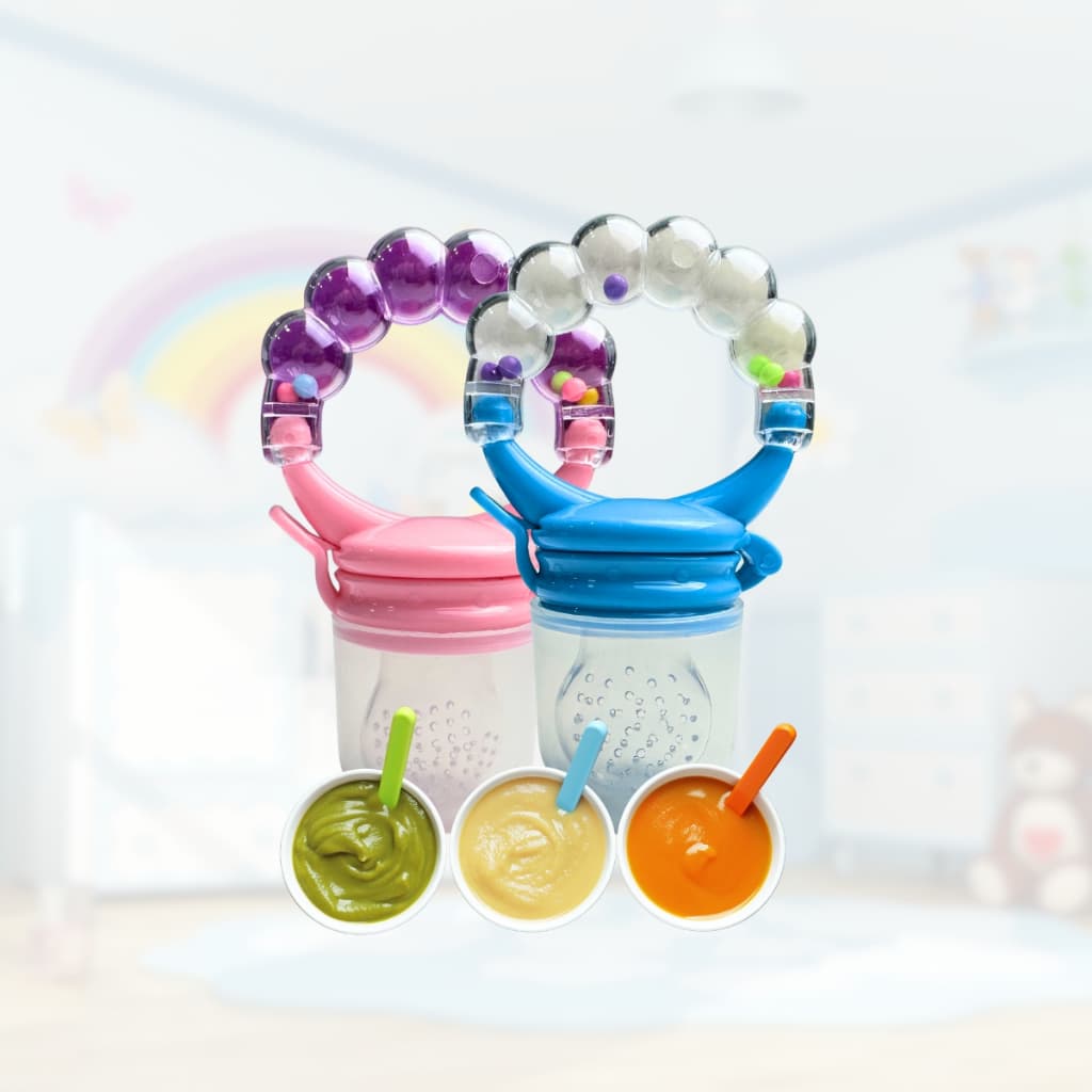 Alimentador Porta Frutas Chuca Baby Chupa Chupa Chocalho Chupeta Alimentadora Bebê Silicone Mordedor
