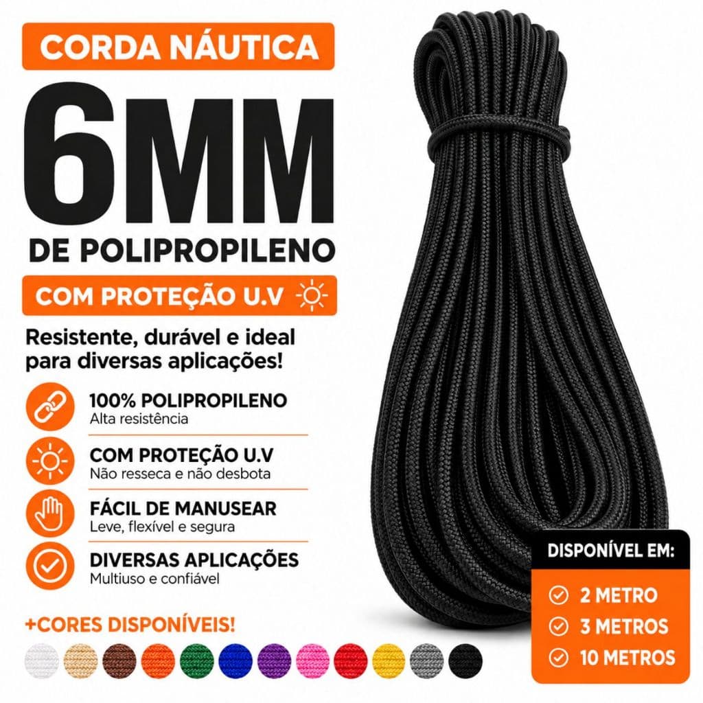 Corda Náutica De Polipropileno 6 Milímetros (2 metros, 3 metros, 10 metros)