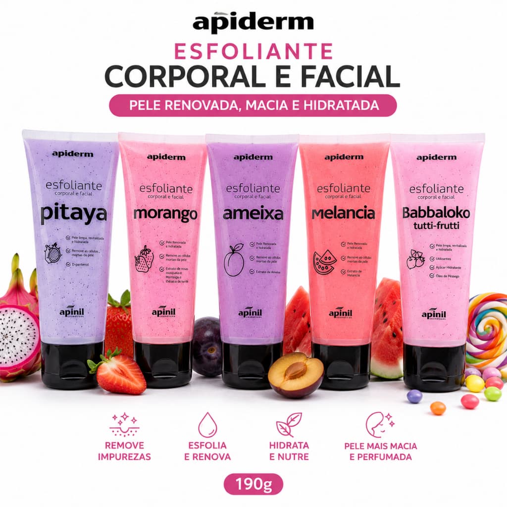 Esfoliante Corporal e Facial 190g Hidratante Perfumado – Escolha a Fragrância