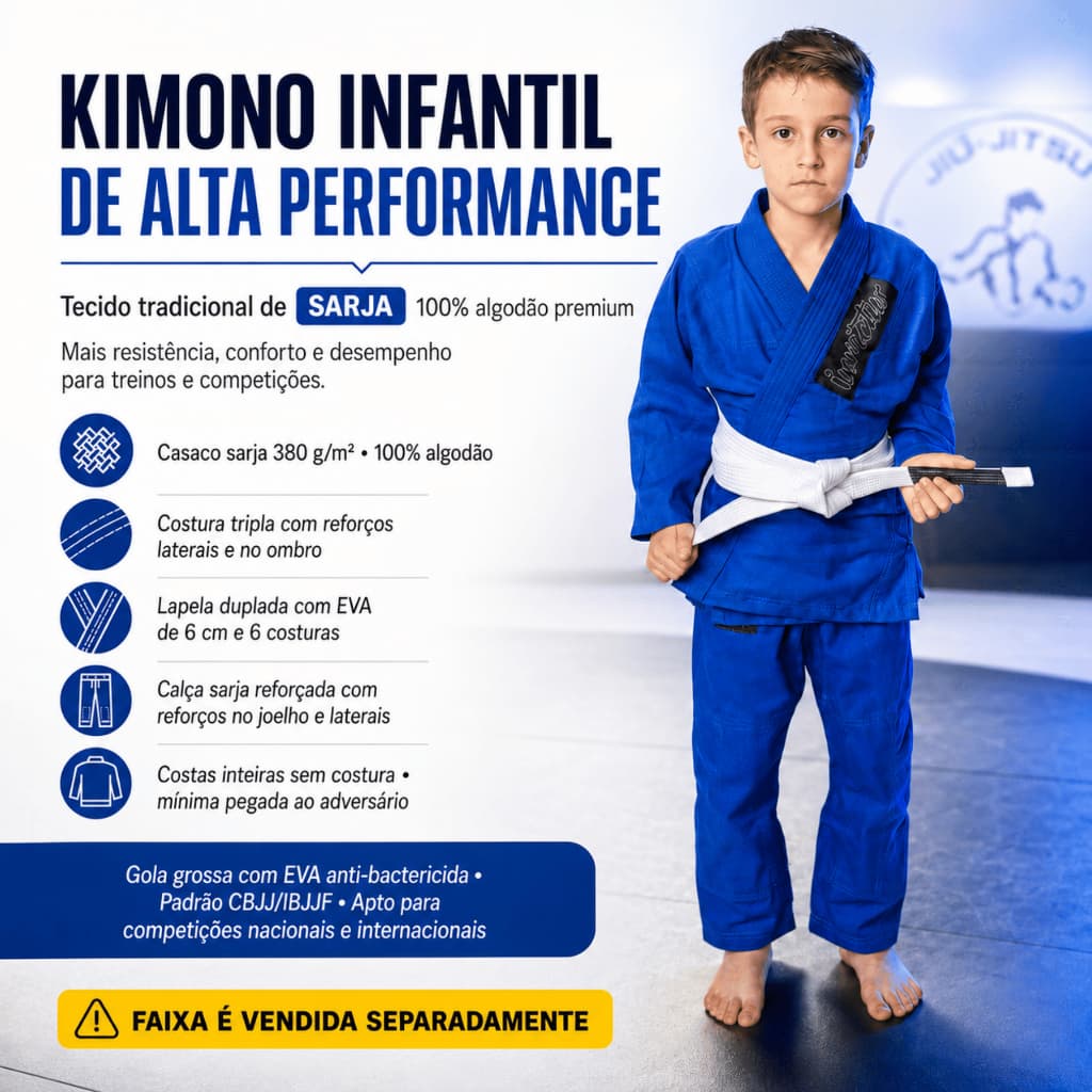 Kimono Infantil de Jiu Jitsu Azul - Adequado para campeonato