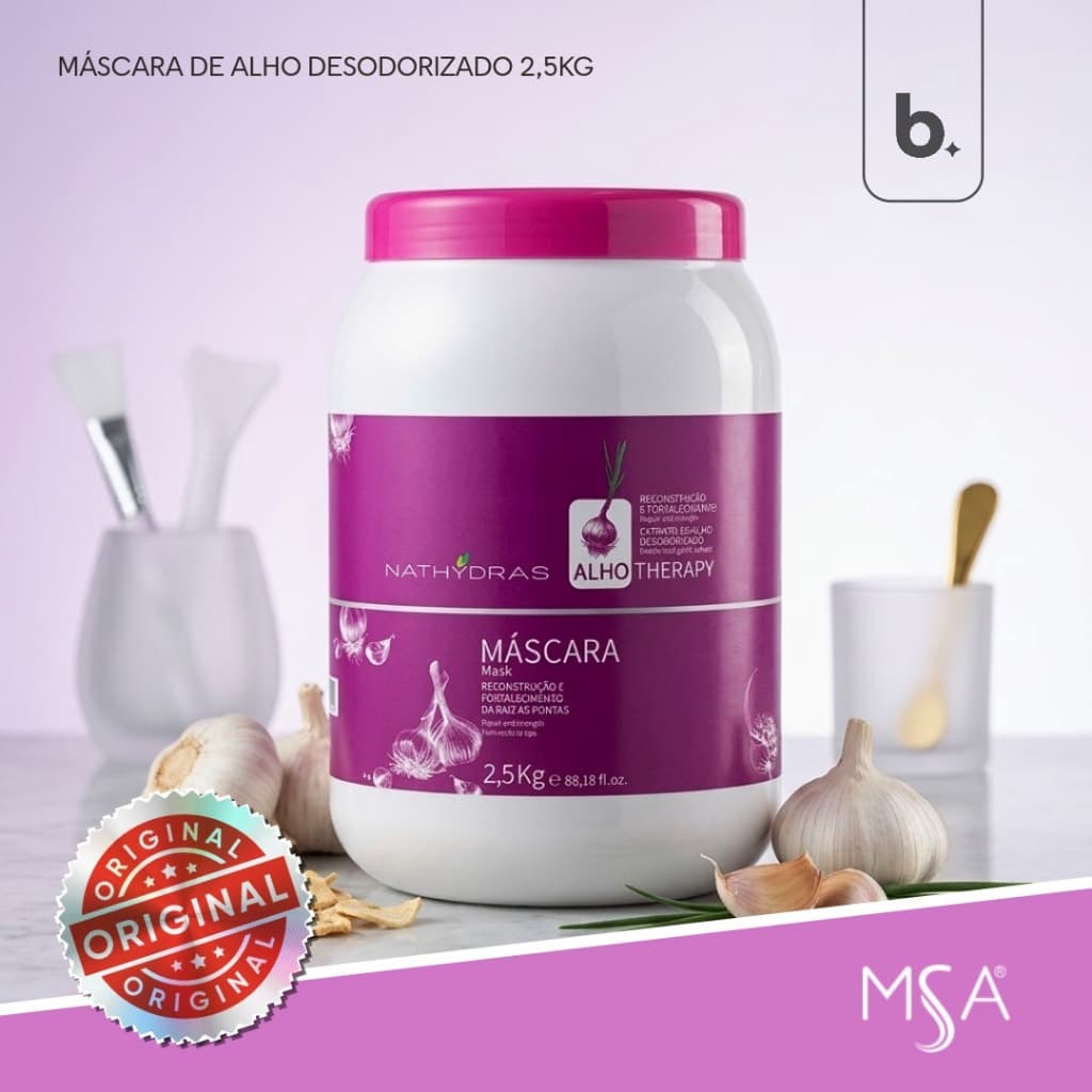 Máscara Capilar de Alho MSA Cosméticos Nathydras 2,5kg - Reconstrução, Fortalecimento e Crescimento Saudável