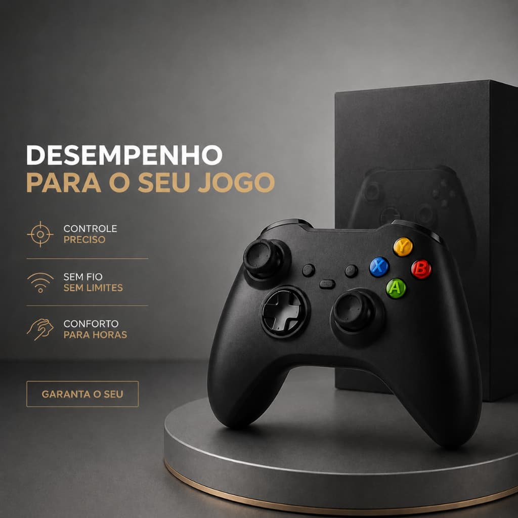 Controle Xbox 360 Sem Fio Wireless para Xbox 360 e PC e PlayStation 3 com Receptor USB Joystick Game