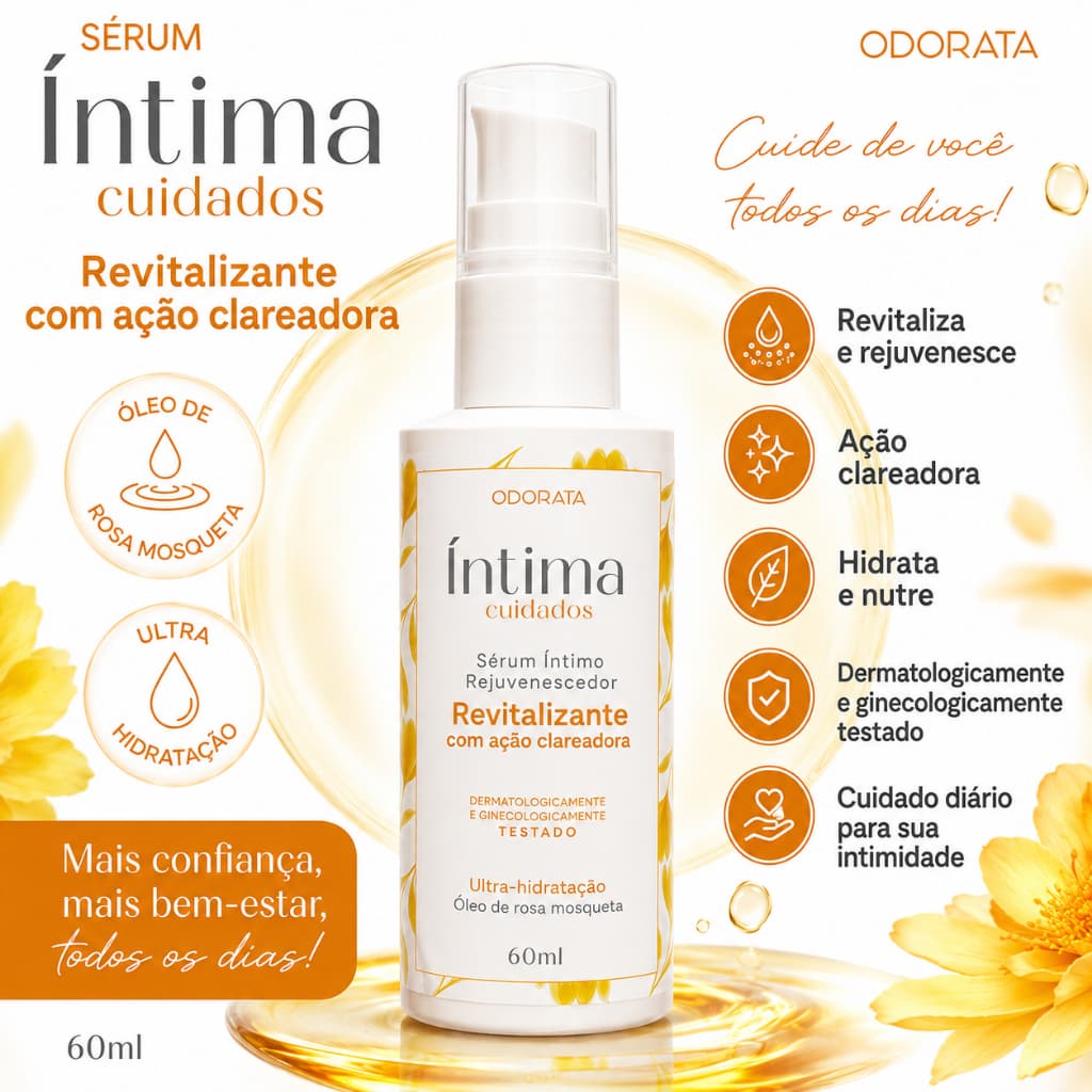 Sérum Íntimo Rejuvenescedor Odorata Revitalizante Com Ação Clareadora E Ultra-Hidratação 60ml